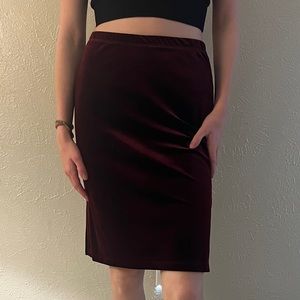 red velvet pencil skirt